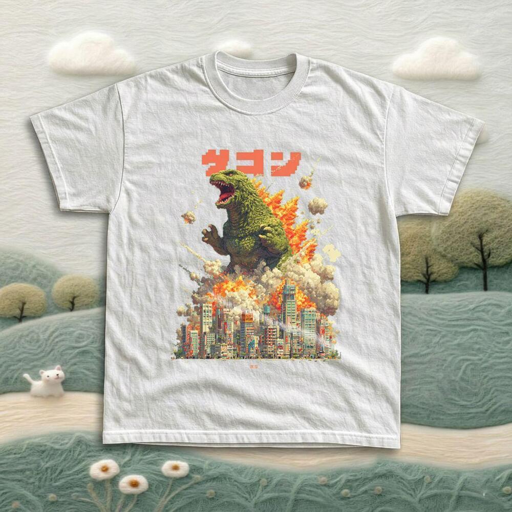 Gildan Pixel Tokyo Street Attack White Graphic Tee